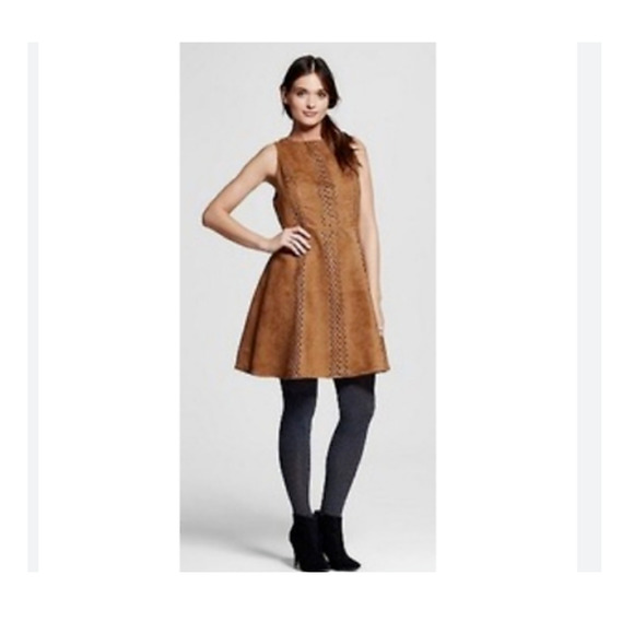 Mossimo Brown Faux-Suede Dress - Cut Out Pattern Dress - XS - Picture 5 of 9